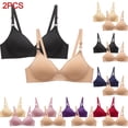 thumbnail image 1 of Elainilye Fashion Womens Bras No Underwire 2pcs Bra Soild Wire Free Underwear Everyday Bras Small Cup Underwear,Multi-color, 1 of 6