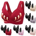 thumbnail image 1 of Elainilye Fashion Womens Bras No Underwire 3PC Traceless Underwear Comfortable Breathable Gathering Front Buckle Bra,Red, 1 of 6