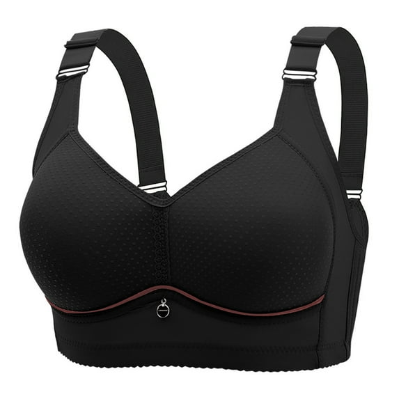Elainilye Fashion Womens Bras No Underwire Full Support Underwear Comfortable Breathable Bra Underwear Everyday Bras,Black