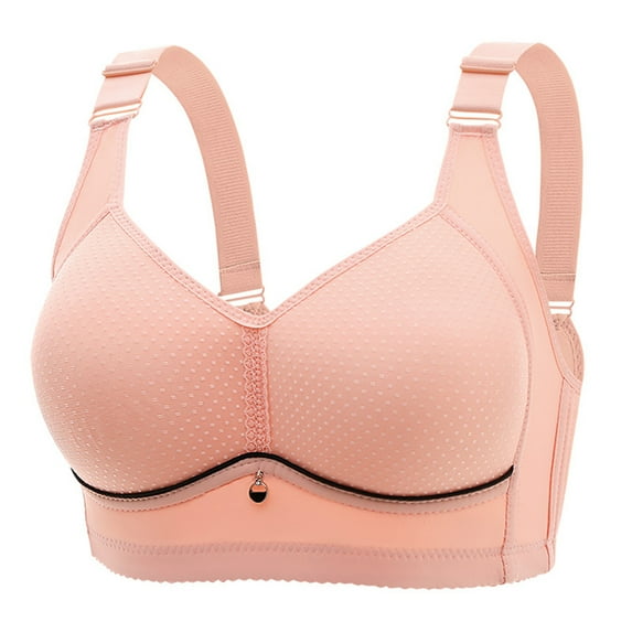 Elainilye Fashion Womens Bras No Underwire Full Support Underwear Comfortable Breathable Bra Underwear Everyday Bras,Pink