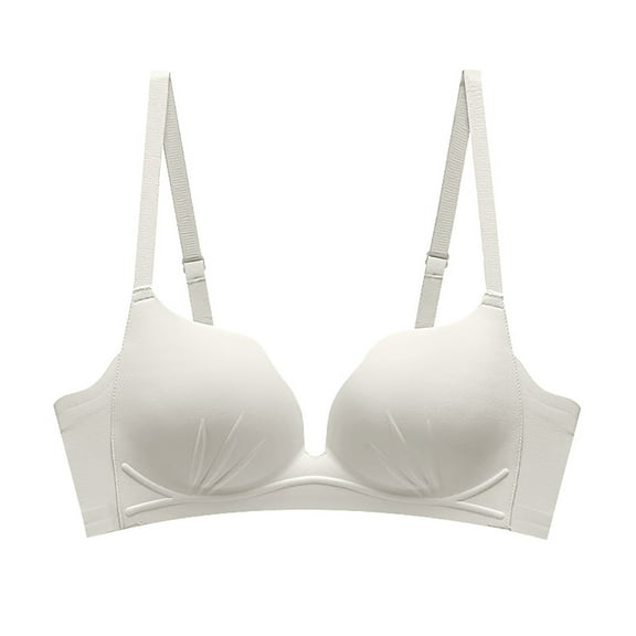 Elainilye Fashion Womens Bras No Underwire Full Support Underwear Sexy Traceless Gathering Bra Minimizer Bra,White