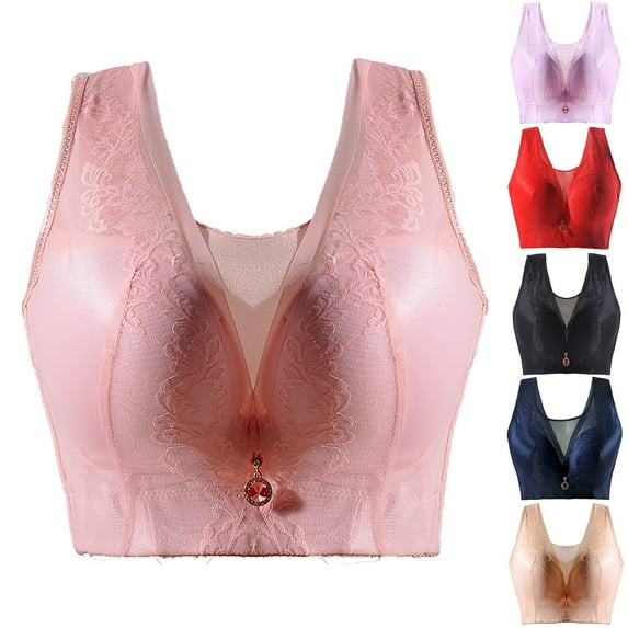 Elainilye Fashion Womens Bras No Underwire Full Support Underwear Thin Plus Size Bra Gathering Bra Breathable Underwear,Black