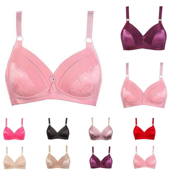 Elainilye Fashion Womens Bras No Underwire Thin and Seamless Large Chest Breathable and Comfortable Bra Gathering Bra,Red