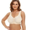 thumbnail image 1 of Elainilye Fashion Womens Bras No Underwire Traceless Underwear Comfortable Lace Front Buckle Bra Breathable Gathering Bra,Beige, 1 of 9