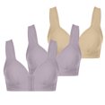 thumbnail image 1 of Elainilye Fashion Womens Bras Non-Underwire Traceless Bra Gathered Support Bra 3-piece Daily Bra Underwear,Beige, 1 of 9
