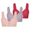 thumbnail image 1 of Elainilye Fashion Womens Bras Non-Underwire Traceless Bra Gathered Support Bra 3-piece Daily Bra Underwear,Red, 1 of 9