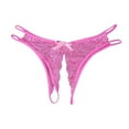 thumbnail image 1 of Elainilye Fashion Womens Crotchless Panties Set Sexy Transparent Underwear Sling Solid Color Thong Underwear,Pink, 1 of 5