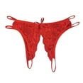 thumbnail image 1 of Elainilye Fashion Womens Crotchless Panties Set Sexy Transparent Underwear Sling Solid Color Thong Underwear,Red, 1 of 5