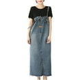 thumbnail image 1 of Elainilye Fashion Womens Dresses Casual Denim Dress Leisure Retro Loose Strap Dress Vacation Dresses for Women,Blue, 1 of 7