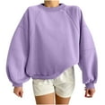thumbnail image 1 of Elainilye Fashion Womens Fall Tops Round Neck Solid Color Long Sleeved Velvet Sweatshirts, 1 of 6