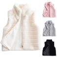 thumbnail image 1 of Elainilye Fashion Womens Faux Fur Coat Solid Color Stand Collar Faux Jacket Top Sleeveless Vest Jacket Coat,Black, 1 of 7