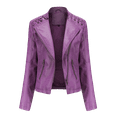 thumbnail image 1 of Elainilye Fashion Womens Faux Leather Jacket Lapel Motor Jacket Coat Zip Biker Short Punk Cropped Tops,Purple, 1 of 5