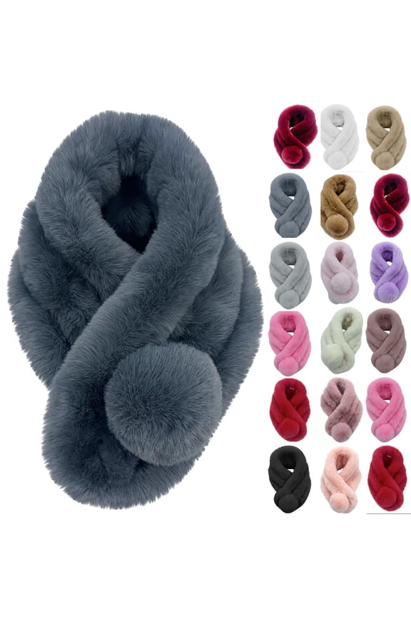 Fashion Womens Faux-fur Scarf Shawl Wrap Scarves Versatile Warm Imitation Three Tube Scarf Winter Thickened Plush Scarf,Black