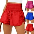 thumbnail image 1 of Elainilye Fashion Womens High Waisted Running Shorts Casual Yoga Pants Versatile Breathable Sports Shorts Thin Hot Pants,Red, 1 of 8