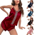 thumbnail image 1 of Elainilye Fashion Womens Loungewear Set Camisole Pajamas Thin Home Wear Leopard Lace Two-piece PJ Set Sleepwear,Black, 1 of 7