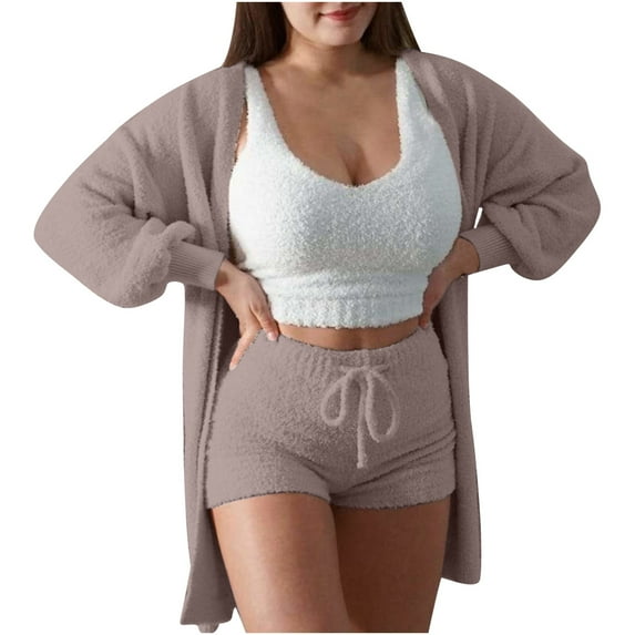 Elainilye Fashion Womens Loungewear Set Casual Sports Double-sided Velvet Hooded Long Sleeve Two-piece Pajama Set,Pink