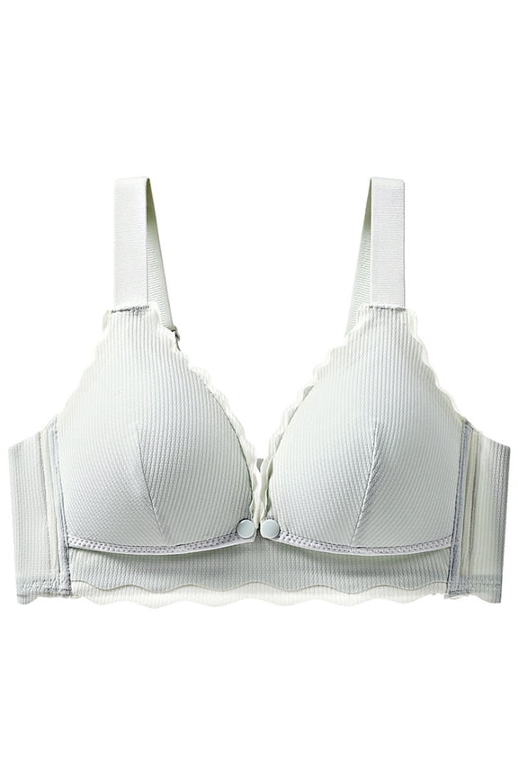 Fashion Womens Nursing Bra Lace Traceless Underwear With Front Buckle Postpartum Feeding To Sagging Pregnant Bras,Green