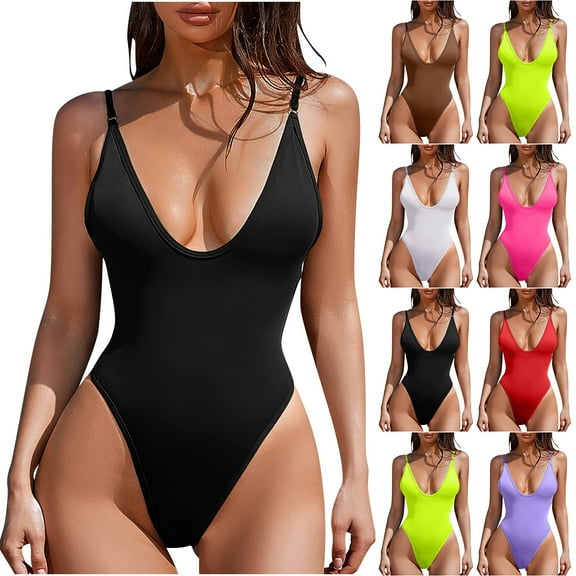 Elainilye Fashion Womens One Piece Swimsuit Sexy Print Swimwear with Padded Slim Swimsuits Bikini Beachwear,Red