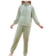 thumbnail image 1 of Elainilye Fashion Womens Pajama Set Flannel Pajama Fall And Winter Fleece Thickened Loungewear Home Wear Long Sleeve Trousers Pajamas,Green, 1 of 5