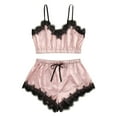 thumbnail image 1 of Elainilye Fashion Womens Pajama Set Tops Shorts Lace Bowknot Nightdress Camisole Pajamas Underwear Set Nightwear,Pink, 1 of 6
