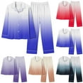 thumbnail image 1 of Elainilye Fashion Womens Pajama Sets Gradient Print Casual Long Sleeve Shirt and Full Length Pants Pajamas Suit,Blue, 1 of 3