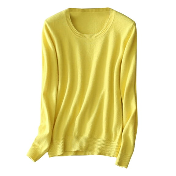 Elainilye Fashion Womens Pajamas Long Sleeve Shirt Homewear Pajamas T-shirt Loungewear Soft Underlay Shirts,Yellow
