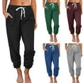 thumbnail image 1 of Elainilye Fashion Womens Pants Casual Solid Color Comfortable Baggy Cropped Trouser Sweatpants Jogger Pants,Black, 1 of 5