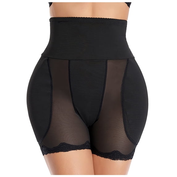 Elainilye Fashion Womens Pants Padded Hip Enhancer Athletic Shorts Mesh Seamless Underwear Stretch High Waist Body Shaper,Black