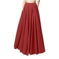 thumbnail image 1 of Elainilye Fashion Womens Pleated Skirt Midi Length High Waist Zip Skirt Rhort Leather Skirt Solid Pleated Skirt,Red, 1 of 7