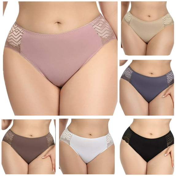 Elainilye Fashion Womens Plus Size Underwear Comfortable Temperament Lace Oversized Lace Thong Panties Underwear,Pink