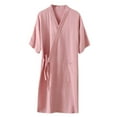thumbnail image 1 of Elainilye Fashion Womens Robe Bathrobe Three Quarter Sleeve Soft Autumn Pajamas Nightdress Sleepwear Nightgown,Pink, 1 of 3