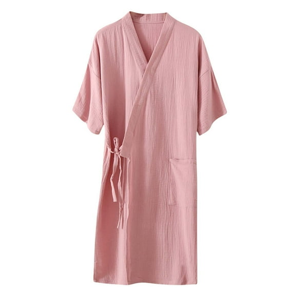Elainilye Fashion Womens Robe Bathrobe Three Quarter Sleeve Soft Autumn Pajamas Nightdress Sleepwear Nightgown,Pink