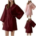 thumbnail image 1 of Elainilye Fashion Womens Robe Casual Homewear Long Sleeve V-Neck Nightgown Pajamas Robes Bathrobe Loungewear,Red, 1 of 7