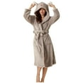 thumbnail image 1 of Elainilye Fashion Womens Robe Warm Winter Flannel Pajamas Set Long Sleeve Fleece Nightgown Bathrobe Nightwear,Gray, 1 of 6
