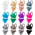 thumbnail image 1 of Elainilye Fashion Womens Sports Bras Set Seamless Suspender Breathable Gathering Bra Sports Underwear Set,Black, 1 of 3