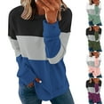 thumbnail image 1 of Elainilye Fashion Womens Sweatshirt Casual Patchwork Printed Round Neck Long Sleeve Pullover Top Blouse Sweatshirt Tops,Blue, 1 of 6