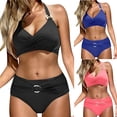 thumbnail image 1 of Elainilye Fashion Womens Swimsuit Bikini Set Two Piece Filled Swimwear with Chest Pad No Steel Support Beachwear,Blue, 1 of 8