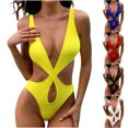 thumbnail image 1 of Elainilye Fashion Womens Swimsuits One Piece Swimwear Sexy Solid Color Slim Swimsuit Womens Bikini Beachwear Swimsuits,Red, 1 of 8
