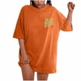 thumbnail image 1 of Elainilye Fashion Womens T Shirts Oversized T-Shirts Plus Size Slogan Graphic Drop Shoulder Short Sleeve Tops Summer Loose Tees,Orange, 1 of 9