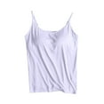 thumbnail image 1 of Elainilye Fashion Womens Tank Tops Camisole with Chest Pad Wireless Bottom Underwear Yoga Sports Vest Strap Vest,White, 1 of 6