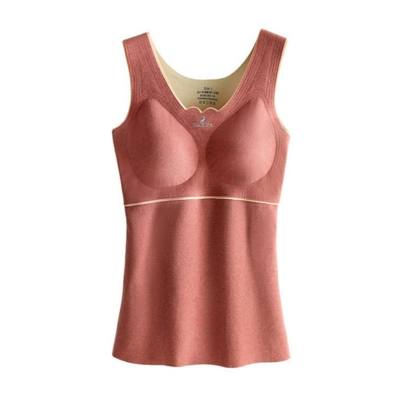 Elainilye Fashion Womens Thermal Underwear Tops Winter Self-heating Lace Warm Underscrubs Seamless Fleece Bottoming Cold-proof Vest,Pink