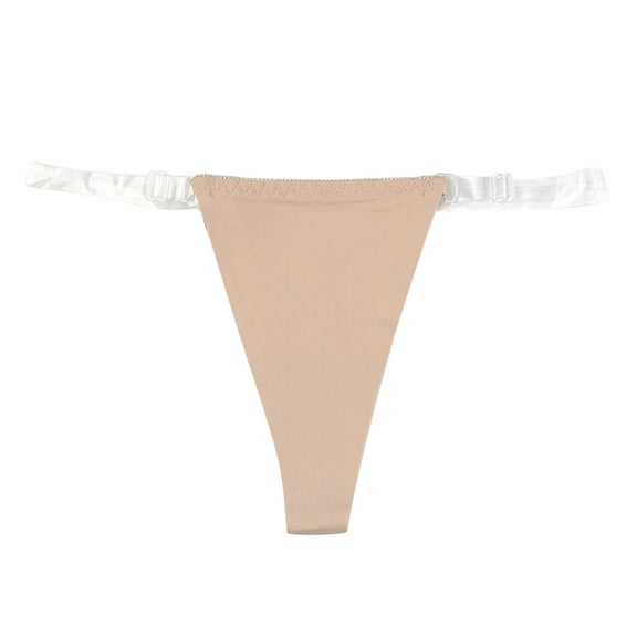 Elainilye Fashion Womens Underwear Seamless Sexy No Show Panties Breathable Low Waist G-string Pants Panties,Beige