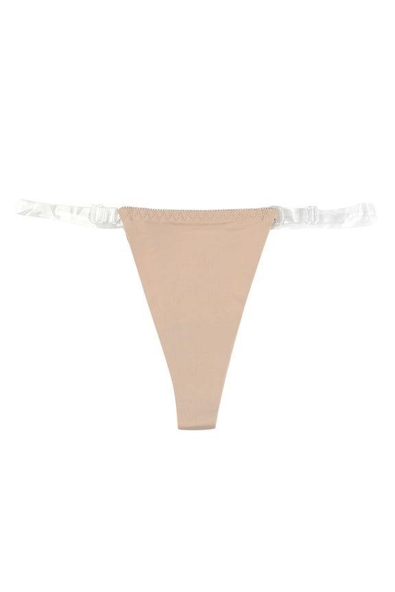 Fashion Womens Underwear Seamless Sexy No Show Panties Breathable Low Waist G-string Pants Panties,Beige