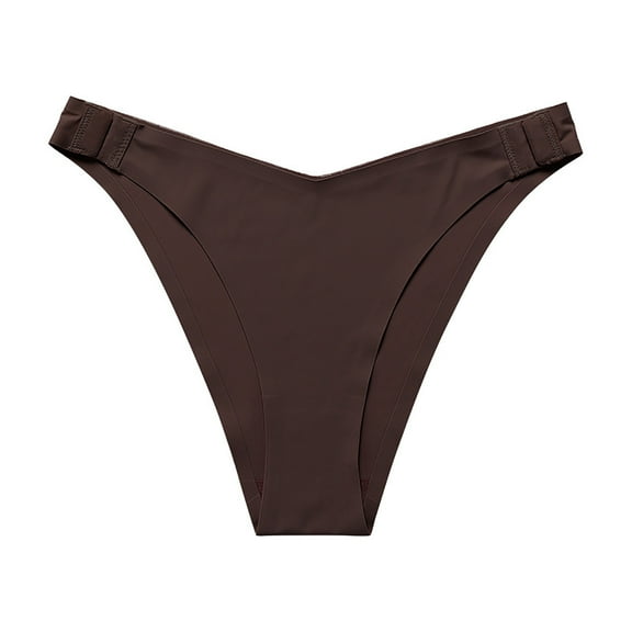 Elainilye Fashion Womens Underwear Seamless Summer No Show Underwear Yoga Silk Sports Quick-drying Elastic Briefs Thong Panties,Brown