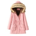 thumbnail image 1 of Elainilye Fashion Womens Winter Coats Fleece Warm Long Coat Hoodies Jacket Slim Winter Parkas Outerwear Tops With Pockets,Pink, 1 of 8