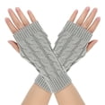 thumbnail image 1 of Elainilye Fashion Womens Winter Gloves Fingerless Gloves Twisted Knitted Wool Gloves Winter Warm Half Finger Mittens Fingerless Long Gloves,Gray, 1 of 5