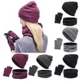 thumbnail image 1 of Elainilye Fashion Womens and Mens Knitted Hat Scarf Glove Set Winter Beanie Hat Knit Thick Warm Thermal 4 Piece Sets,Black, 1 of 5