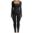 thumbnail image 1 of Elainilye Fashion Workout Leggings for Women Jumpsuits for Long Sleeves Solid Color Stretchy Workout Pants Romper,Black, 1 of 5