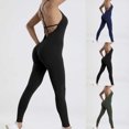 thumbnail image 1 of Elainilye Fashion Workout Outfits for Women Sexy Solid Color Hollow Out Adjustable Bandage Tight Casual Fitness Yoga Jumpsuit,Green, 1 of 9