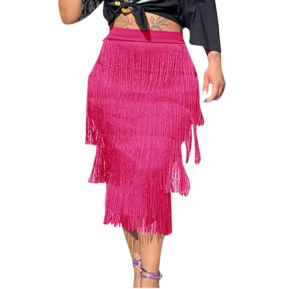 Elainilye Fashion Wrap Skirt Ladies Sexy Summer Casual High Waist Tassels Knee-Length Skirt,Pink